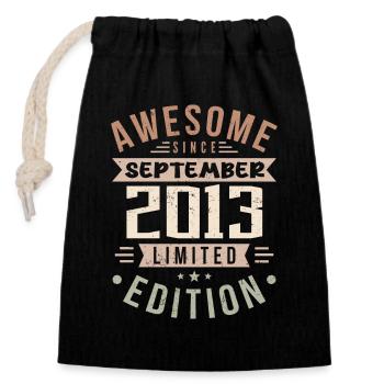 2013 Septembre Anniversaire Né Septembre 2013 - Sac cadeau en coton avec cordon (14 x 20 cm) - noir - Devant