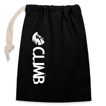 Climb (white) - Closable cotton gift bag (14x20cm) - black - Front