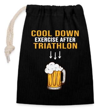 Triathlète de triathlon natation-cyclisme-course - Sac cadeau en coton avec cordon (14 x 20 cm) - noir - Devant
