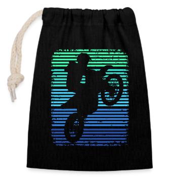 Dirt Bike Motocross Retro Enduro Supermoto - Sac cadeau en coton avec cordon (14 x 20 cm) - noir - Devant