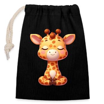 Süße Giraffe Yoga Meditation Entspannung Chill - Verschließbarer Geschenkbeutel aus Baumwolle (14x20cm) - Schwarz - Vorne