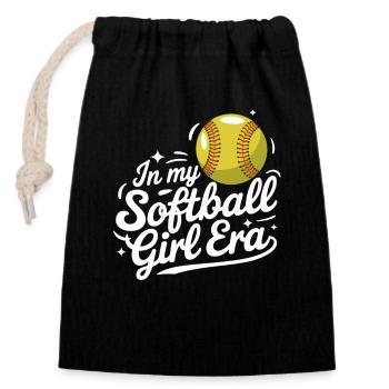 Softball Sport Softball Spieler - Verschließbarer Geschenkbeutel aus Baumwolle (14x20cm) - Schwarz - Vorne