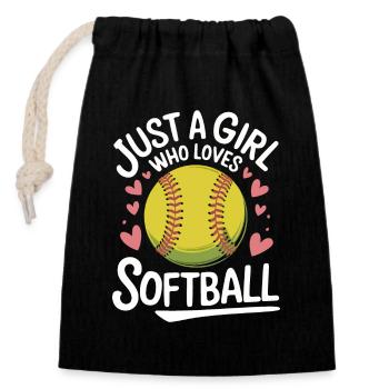 Softball Sport Softball Spieler - Verschließbarer Geschenkbeutel aus Baumwolle (14x20cm) - Schwarz - Vorne
