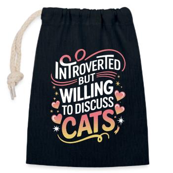 Introverti, antisocial, introverti - Sac cadeau en coton avec cordon (14 x 20 cm) - bleu marine - Devant