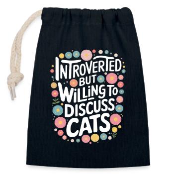 Introverti, antisocial, introverti - Sac cadeau en coton avec cordon (14 x 20 cm) - bleu marine - Devant