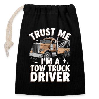 Abschleppwagen Truck Abschlepper - Verschließbarer Geschenkbeutel aus Baumwolle (14x20cm) - Schwarz - Vorne