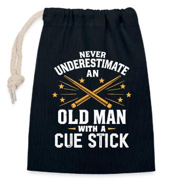 Never Underestimate an Old Man with a Cue Stick - Sac cadeau en coton avec cordon (14 x 20 cm) - bleu marine - Devant