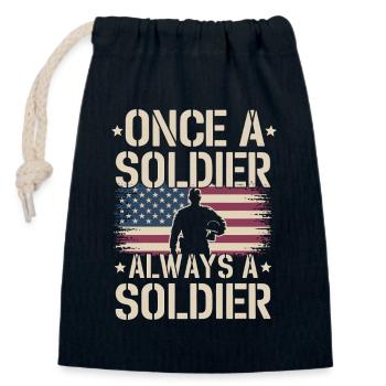 Soldat militaire vétéran - Sac cadeau en coton avec cordon (14 x 20 cm) - bleu marine - Devant