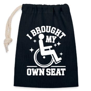 Rollstuhl Rollstuhlfahrer Behinderung Humor - Verschließbarer Geschenkbeutel aus Baumwolle (14x20cm) - Navy - Vorne