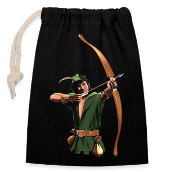 Robin Hood - Bow and Arrow - Gift - Closable cotton gift bag (14x20cm) - black - Front