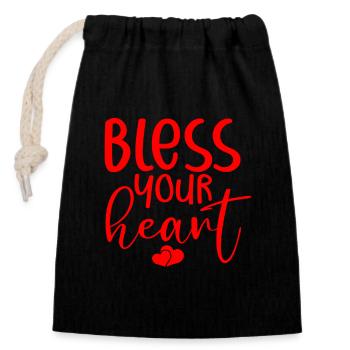 Bless Your Heart - Verschließbarer Geschenkbeutel aus Baumwolle (14x20cm) - Schwarz - Vorne