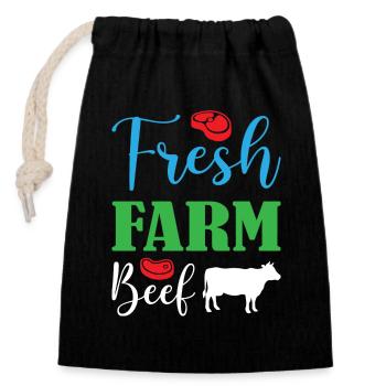 Bœuf fermier frais - Sac cadeau en coton avec cordon (14 x 20 cm) - noir - Devant