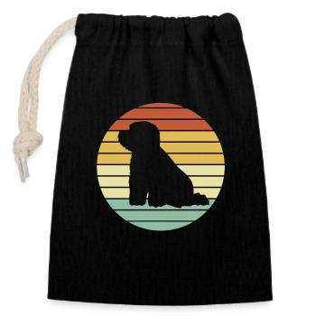 Bichon frisé Chien - Sac cadeau en coton avec cordon (14 x 20 cm) - noir - Devant