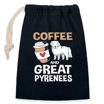Chien des Pyrénées - Sac cadeau en coton avec cordon (14 x 20 cm) - bleu marine - Devant