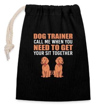 Hundetrainer - Verschließbarer Geschenkbeutel aus Baumwolle (14x20cm) - Schwarz - Vorne