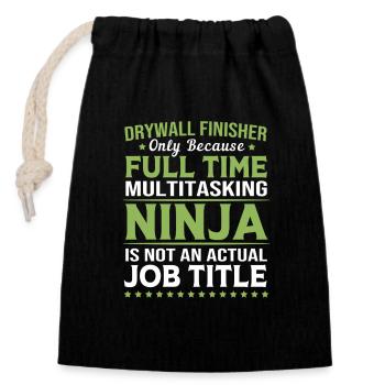 Construction site drywall assembly fitter - Closable cotton gift bag (14x20cm) - black - Front