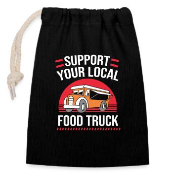 Snack Food Truck - Closable cotton gift bag (14x20cm) - black - Front