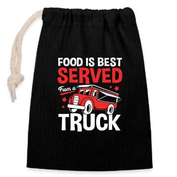 Snack Food Truck - Closable cotton gift bag (14x20cm) - black - Front