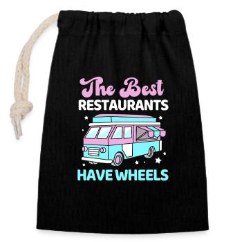 Snack Food Truck - Closable cotton gift bag (14x20cm) - black - Front