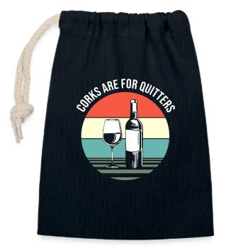 Wine, sommelier, foodie - Closable cotton gift bag (14x20cm) - navy - Front