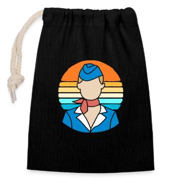 Stewardess Flight Attendant - Closable cotton gift bag (14x20cm) - black - Front