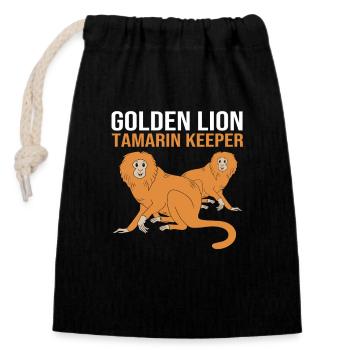 Tamarin Monkey Monkey Monkey Monkey Face - Closable cotton gift bag (14x20cm) - black - Front