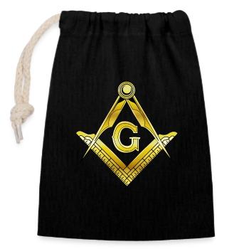 Freimaurer Illuminati - Verschließbarer Geschenkbeutel aus Baumwolle (14x20cm) - Schwarz - Vorne