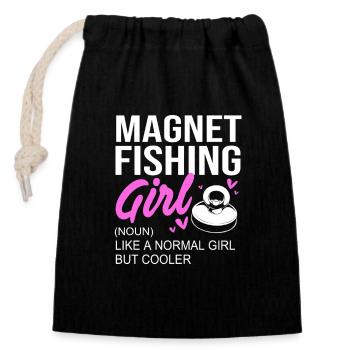 Magnet Angeln Angler Magnetangeln - Verschließbarer Geschenkbeutel aus Baumwolle (14x20cm) - Schwarz - Vorne