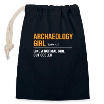 Archaeology Girl Daughter Mother - Closable cotton gift bag (14x20cm) - navy - Front