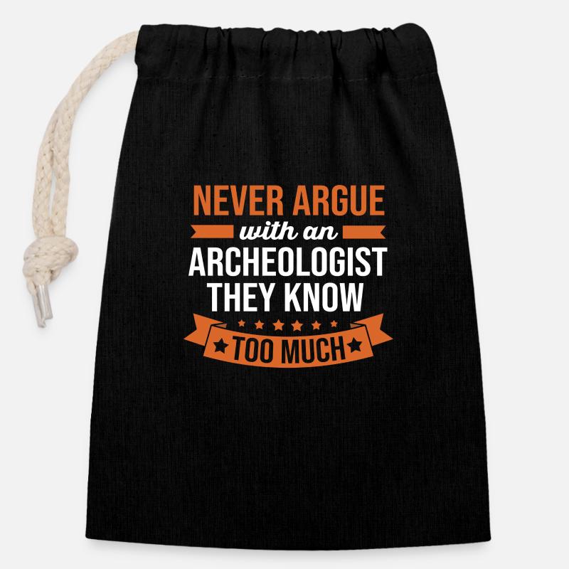 Archaeology - Closable cotton gift bag (14x20cm) - black
