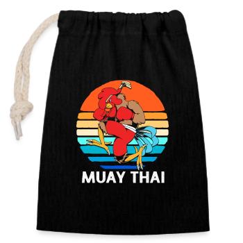Thai boxing Kickboxer Kickboxing Muay thai - Verschließbarer Geschenkbeutel aus Baumwolle (14x20cm) - Schwarz - Vorne