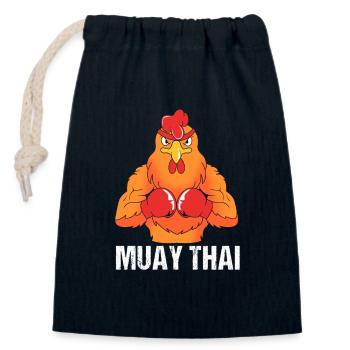 Muay thai kickboxer kickboxing boxe thaïlandaise - Sac cadeau en coton avec cordon (14 x 20 cm) - bleu marine - Devant