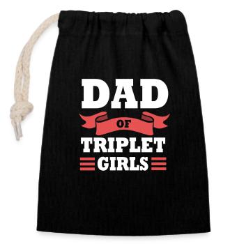 Triplets Dad Dad - Closable cotton gift bag (14x20cm) - black - Front