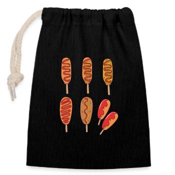 Corn dog - Closable cotton gift bag (14x20cm) - black - Front