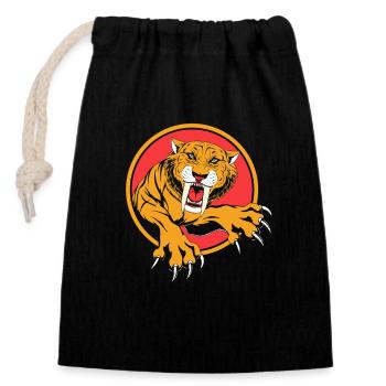 Sabre-toothed tiger Prehistoric - Closable cotton gift bag (14x20cm) - black - Front