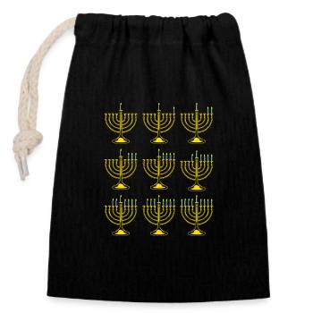Hanukkah Chanukkah Hanukah - Closable cotton gift bag (14x20cm) - black - Front