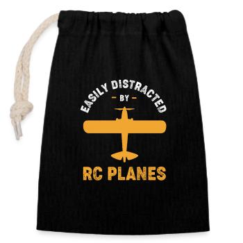 Model Airplane Model Airplane - Closable cotton gift bag (14x20cm) - black - Front