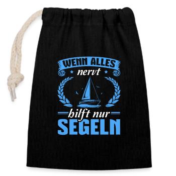 Segeln Segelboot Kapitän Bootsfahrer Segler - Verschließbarer Geschenkbeutel aus Baumwolle (14x20cm) - Schwarz - Vorne