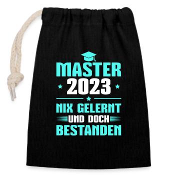 Master 2023 Bestandene Masterprüfung Geschenk - Verschließbarer Geschenkbeutel aus Baumwolle (14x20cm) - Schwarz - Vorne