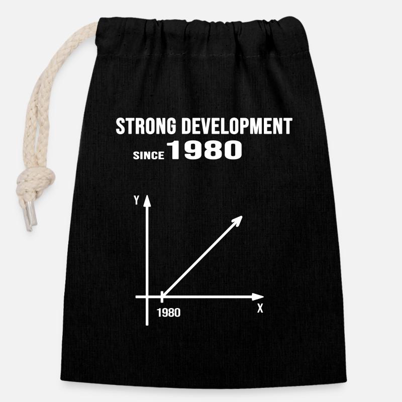 1980 geburtstag jubiläum strong development - Verschließbarer Geschenkbeutel aus Baumwolle (14x20cm) - Schwarz
