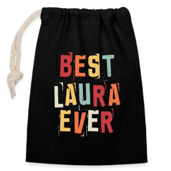 Meilleur Laura Jamais Prénoms de naissance rétro populaires Laura - Sac cadeau en coton avec cordon (14 x 20 cm) - noir - Devant