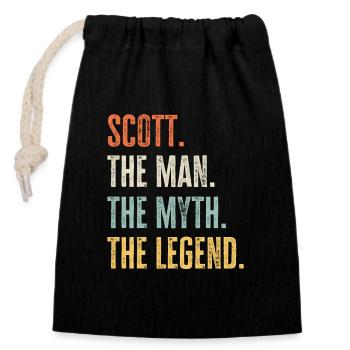 Scott, Mann Mythos Legende, lustiger bester Name Scott - Verschließbarer Geschenkbeutel aus Baumwolle (14x20cm) - Schwarz - Vorne