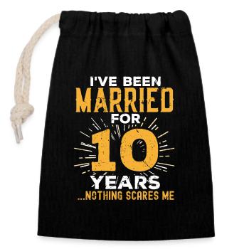 10th Wedding Anniversary Funny Couples Married Gif - Closable cotton gift bag (14x20cm) - black - Front