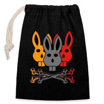 böses Hasi "bad bunny" aesthetic danger style - Verschließbarer Geschenkbeutel aus Baumwolle (14x20cm) - Schwarz - Vorne