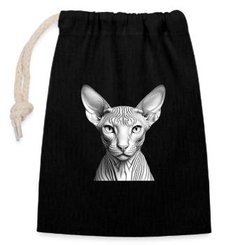 Coole Sphynx-Katze - Verschließbarer Geschenkbeutel aus Baumwolle (14x20cm) - Schwarz - Vorne