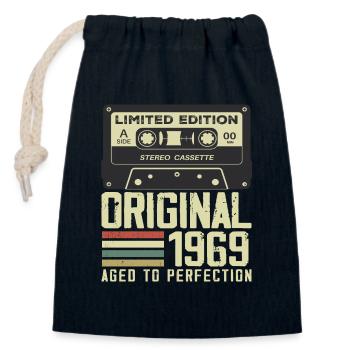 55th Retro Style Anniversary Gift 1969 - Closable cotton gift bag (14x20cm) - navy - Front