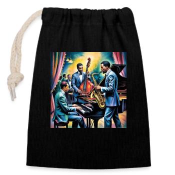 Jazz Band Jazz Combo in New Orleans - Verschließbarer Geschenkbeutel aus Baumwolle (14x20cm) - Schwarz - Vorne