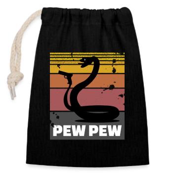 Schlange mit Pistole (Pew Pew) - Verschließbarer Geschenkbeutel aus Baumwolle (14x20cm) - Schwarz - Vorne