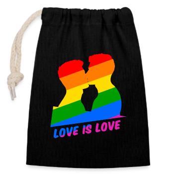 Schwuler Gay Pride Männer Kuss - Verschließbarer Geschenkbeutel aus Baumwolle (14x20cm) - Schwarz - Vorne
