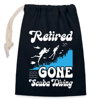 Retired Gone Scuba Diving - Closable cotton gift bag (14x20cm) - navy - Front